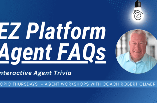EZ Platform Agent FAQs training session with Robert Climer, covering buyer premium rules, referral fees, listing strategies, and open house tips.